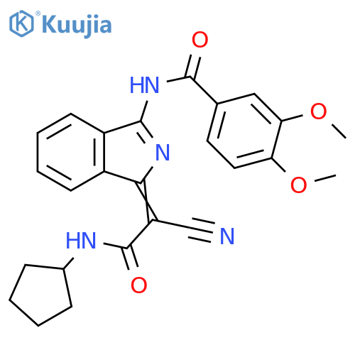 N-(1Z)-1-cyano(cyclopentylcarbamoyl)methylidene-1H-isoindol-3-yl-3,4-dimethoxybenzamide structure