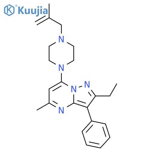 1-{2-ethyl-5-methyl-3-phenylpyrazolo1,5-apyrimidin-7-yl}-4-(2-methylprop-2-en-1-yl)piperazine structure