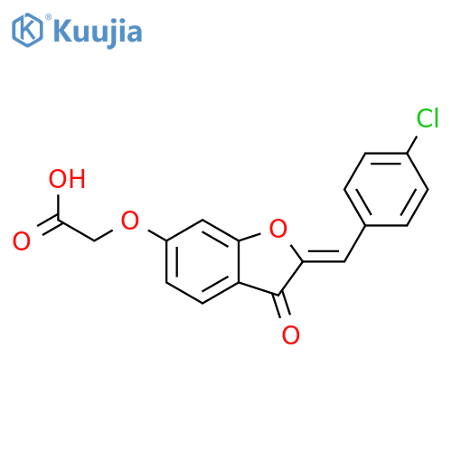 2-{(2Z)-2-(4-chlorophenyl)methylidene-3-oxo-2,3-dihydro-1-benzofuran-6-yloxy}acetic acid structure