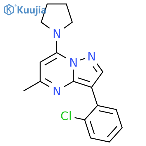 1-3-(2-chlorophenyl)-5-methylpyrazolo1,5-apyrimidin-7-ylpyrrolidine structure