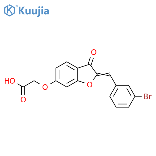 2-{(2Z)-2-(3-bromophenyl)methylidene-3-oxo-2,3-dihydro-1-benzofuran-6-yloxy}acetic acid structure