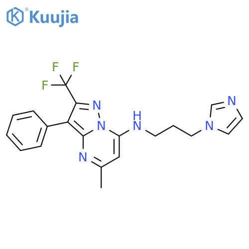 N-3-(1H-imidazol-1-yl)propyl-5-methyl-3-phenyl-2-(trifluoromethyl)pyrazolo1,5-apyrimidin-7-amine structure