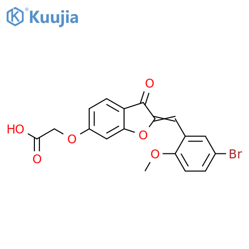 2-{(2Z)-2-(5-bromo-2-methoxyphenyl)methylidene-3-oxo-2,3-dihydro-1-benzofuran-6-yloxy}acetic acid structure