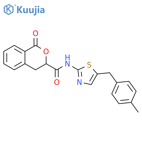 N-{5-(4-methylphenyl)methyl-1,3-thiazol-2-yl}-1-oxo-3,4-dihydro-1H-2-benzopyran-3-carboxamide structure