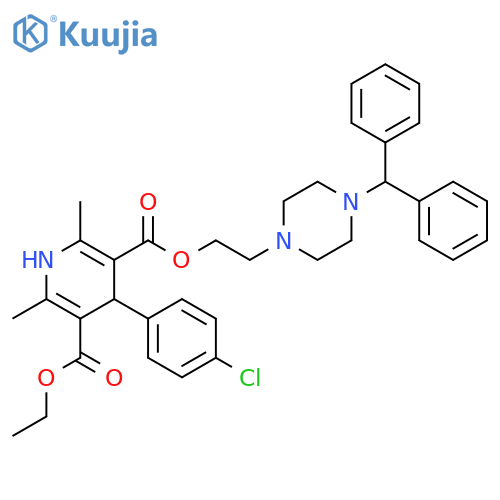 3,5-Pyridinedicarboxylic acid, 4-(4-chlorophenyl)-1,4-dihydro-2,6-dimethyl-, 3-[2-[4-(diphenylmethyl)-1-piperazinyl]ethyl] 5-ethyl ester structure