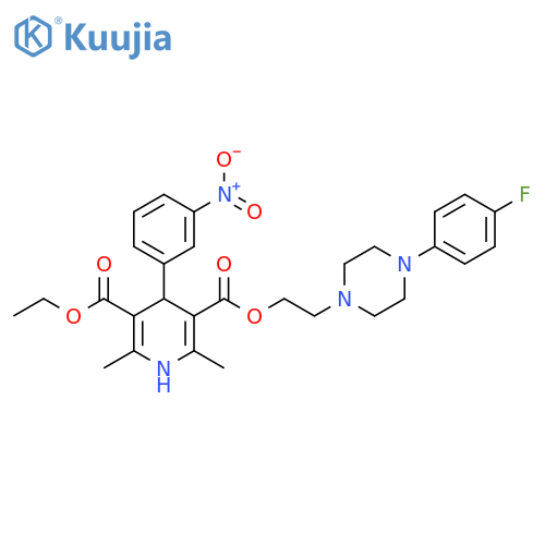 3,5-Pyridinedicarboxylic acid, 1,4-dihydro-2,6-dimethyl-4-(3-nitrophenyl)-, 3-ethyl 5-[2-[4-(4-fluorophenyl)-1-piperazinyl]ethyl] ester structure
