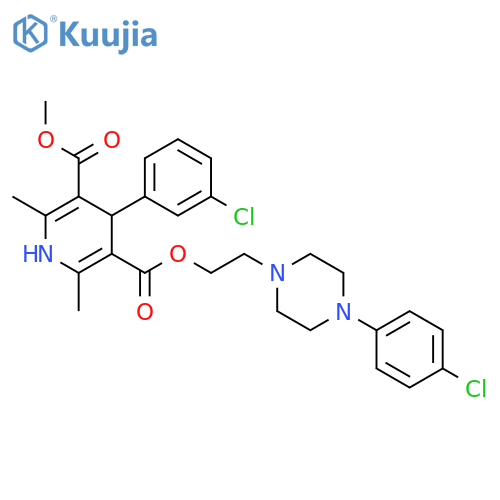 3,5-Pyridinedicarboxylic acid,4-(3-chlorophenyl)-1,4-dihydro-2,6-dimethyl-,2-[4-(4-chlorophenyl)-1-piperazinyl]ethyl methyl ester structure
