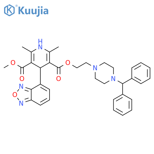 3,5-Pyridinedicarboxylic acid, 4-(2,1,3-benzoxadiazol-4-yl)-1,4-dihydro-2,6-dimethyl-, 3-[2-[4-(diphenylmethyl)-1-piperazinyl]ethyl] 5-methyl ester structure