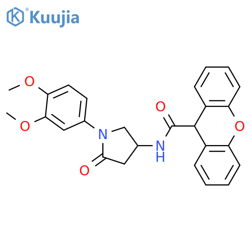 N-1-(3,4-dimethoxyphenyl)-5-oxopyrrolidin-3-yl-9H-xanthene-9-carboxamide structure