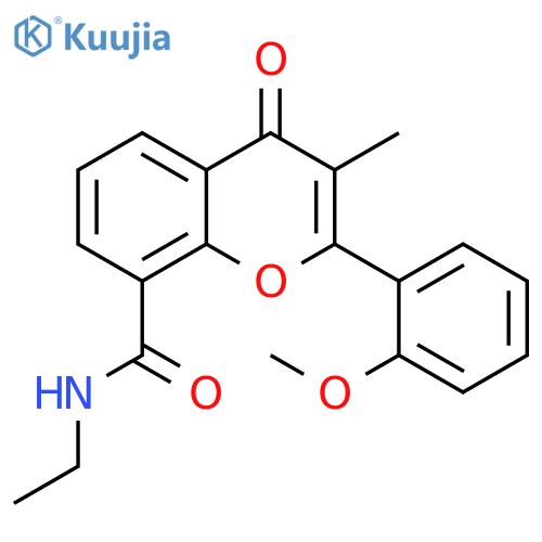 4H-1-Benzopyran-8-carboxamide, N-ethyl-2-(2-methoxyphenyl)-3-methyl-4-oxo- structure