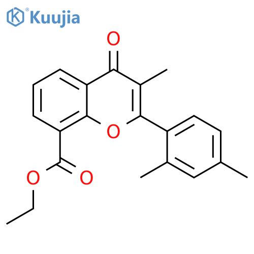 4H-1-Benzopyran-8-carboxylic acid, 2-(2,4-dimethylphenyl)-3-methyl-4-oxo-, ethyl ester structure
