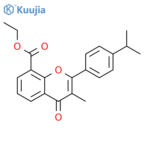 4H-1-Benzopyran-8-carboxylic acid, 3-methyl-2-[4-(1-methylethyl)phenyl]-4-oxo-, ethyl ester structure
