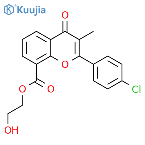 4H-1-Benzopyran-8-carboxylic acid,2-(4-chlorophenyl)-3-methyl-4-oxo-, 2-hydroxyethyl ester structure