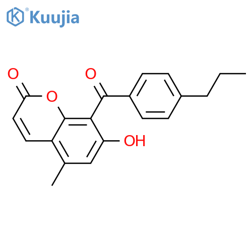 2H-1-Benzopyran-2-one, 7-hydroxy-5-methyl-8-(4-propylbenzoyl)- structure