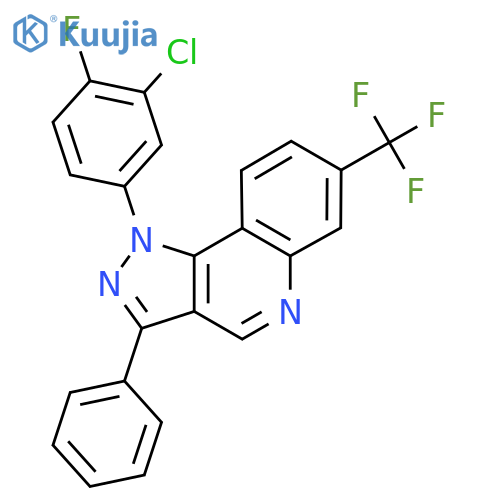 1-(3-chloro-4-fluorophenyl)-3-phenyl-7-(trifluoromethyl)-1H-pyrazolo4,3-cquinoline structure