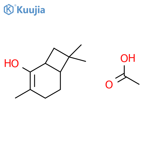 Bicyclo[4.2.0]oct-2-en-2-ol, 3,7,7-trimethyl-, acetate structure