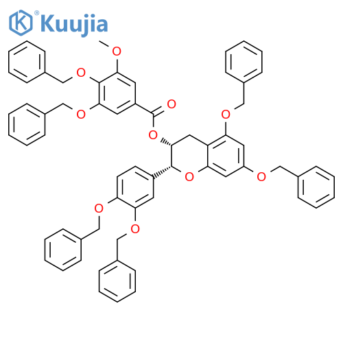 Benzoic acid, 3-methoxy-4,5-bis(phenylmethoxy)-, (2R,3R)-2-[3,4-bis(phenylmethoxy)phenyl]-3,4-dihydro-5,7-bis(phenylmethoxy)-2H-1-benzopyran-3-yl ester structure