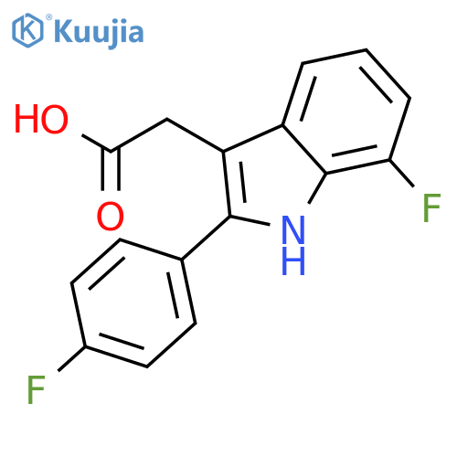 2-(7-Fluoro-2-(4-fluorophenyl)-1H-indol-3-yl)acetic acid structure