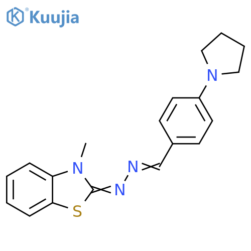 Benzaldehyde, 4-(1-pyrrolidinyl)-, 2-(3-methyl-2(3H)-benzothiazolylidene)hydrazone structure
