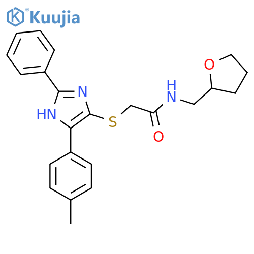 2-{5-(4-methylphenyl)-2-phenyl-1H-imidazol-4-ylsulfanyl}-N-(oxolan-2-yl)methylacetamide structure