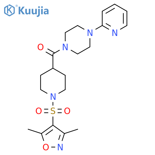 1-{1-(3,5-dimethyl-1,2-oxazol-4-yl)sulfonylpiperidine-4-carbonyl}-4-(pyridin-2-yl)piperazine structure