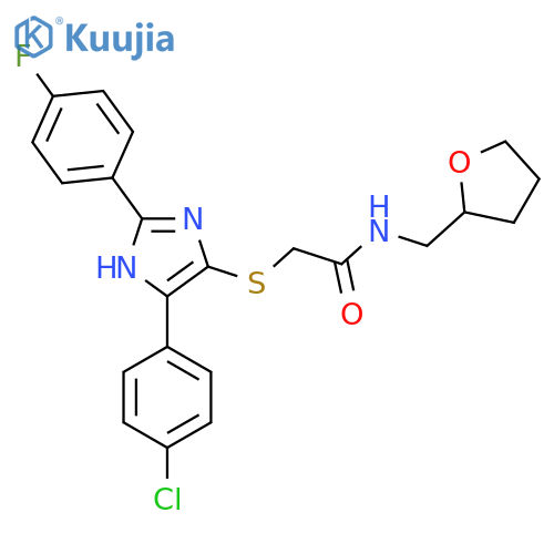 2-{5-(4-chlorophenyl)-2-(4-fluorophenyl)-1H-imidazol-4-ylsulfanyl}-N-(oxolan-2-yl)methylacetamide structure