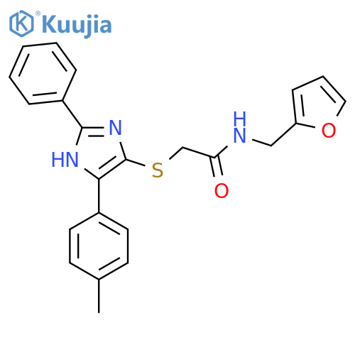 N-(furan-2-yl)methyl-2-{5-(4-methylphenyl)-2-phenyl-1H-imidazol-4-ylsulfanyl}acetamide structure
