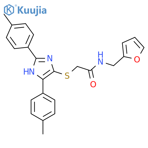 2-{2,5-bis(4-methylphenyl)-1H-imidazol-4-ylsulfanyl}-N-(furan-2-yl)methylacetamide structure