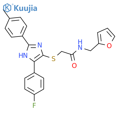 2-{5-(4-fluorophenyl)-2-(4-methylphenyl)-1H-imidazol-4-ylsulfanyl}-N-(furan-2-yl)methylacetamide structure