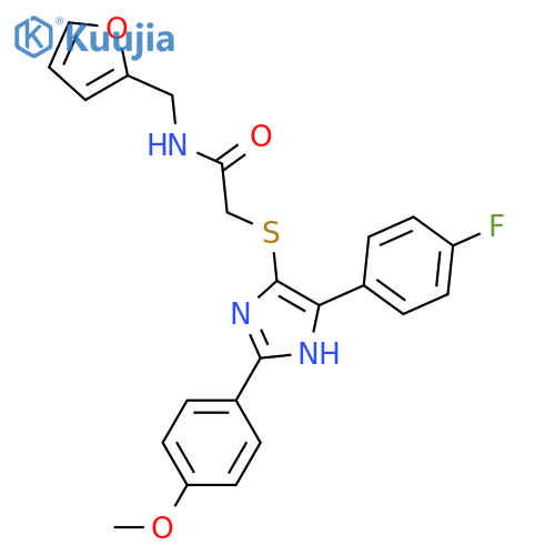2-{5-(4-fluorophenyl)-2-(4-methoxyphenyl)-1H-imidazol-4-ylsulfanyl}-N-(furan-2-yl)methylacetamide structure