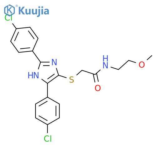 2-{2,5-bis(4-chlorophenyl)-1H-imidazol-4-ylsulfanyl}-N-(2-methoxyethyl)acetamide structure