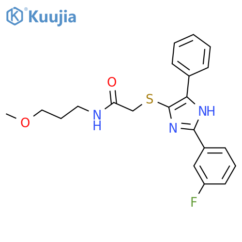 2-{2-(3-fluorophenyl)-5-phenyl-1H-imidazol-4-ylsulfanyl}-N-(3-methoxypropyl)acetamide structure