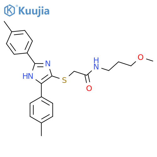 2-{2,5-bis(4-methylphenyl)-1H-imidazol-4-ylsulfanyl}-N-(3-methoxypropyl)acetamide structure