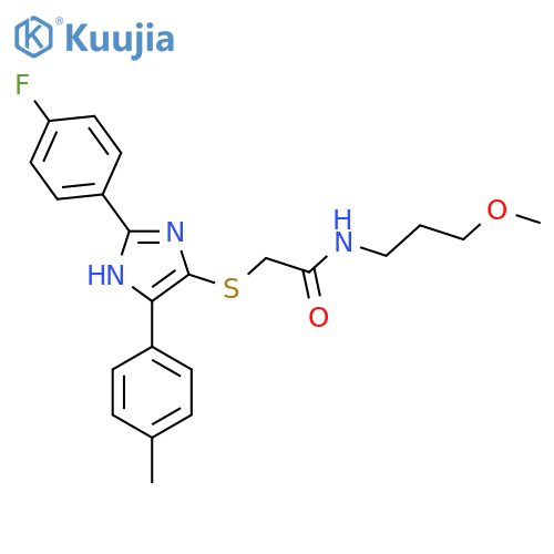 2-{2-(4-fluorophenyl)-5-(4-methylphenyl)-1H-imidazol-4-ylsulfanyl}-N-(3-methoxypropyl)acetamide structure