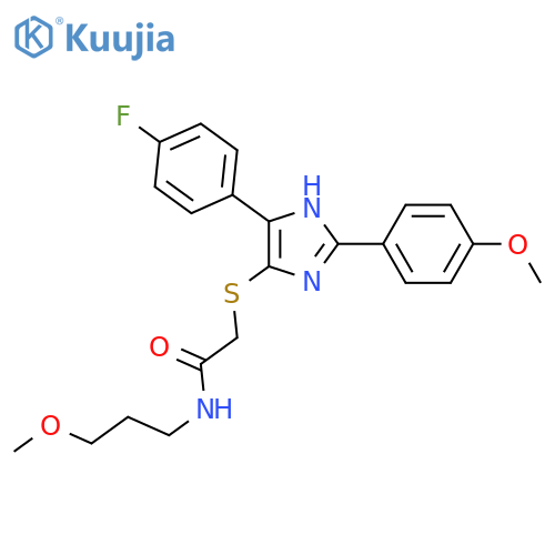 2-{5-(4-fluorophenyl)-2-(4-methoxyphenyl)-1H-imidazol-4-ylsulfanyl}-N-(3-methoxypropyl)acetamide structure