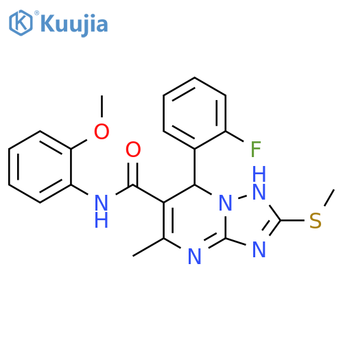 7-(2-fluorophenyl)-N-(2-methoxyphenyl)-5-methyl-2-(methylsulfanyl)-4H,7H-1,2,4triazolo1,5-apyrimidine-6-carboxamide structure