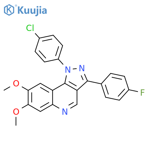 1-(4-chlorophenyl)-3-(4-fluorophenyl)-7,8-dimethoxy-1H-pyrazolo4,3-cquinoline structure