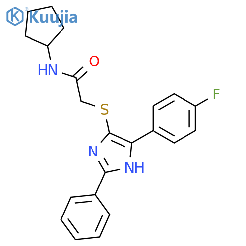 N-cyclopentyl-2-{5-(4-fluorophenyl)-2-phenyl-1H-imidazol-4-ylsulfanyl}acetamide structure