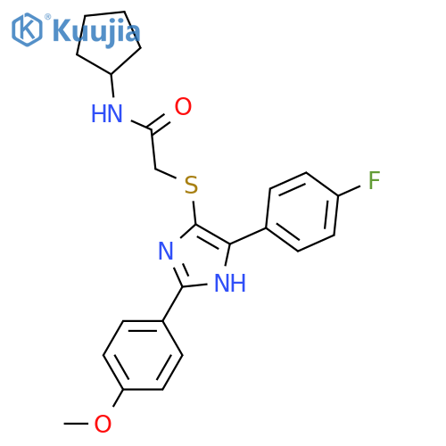 N-cyclopentyl-2-{5-(4-fluorophenyl)-2-(4-methoxyphenyl)-1H-imidazol-4-ylsulfanyl}acetamide structure