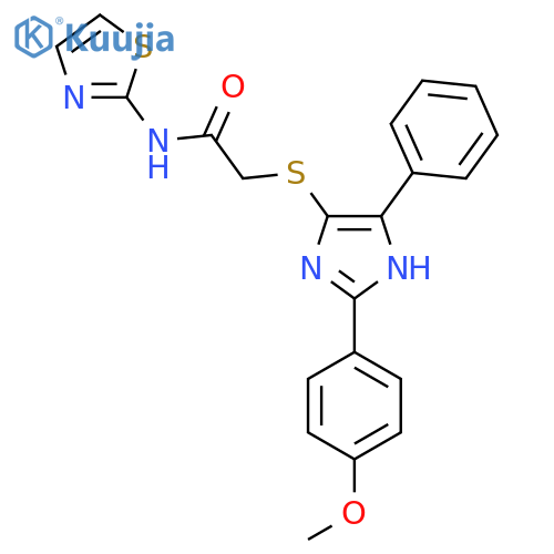 2-{2-(4-methoxyphenyl)-5-phenyl-1H-imidazol-4-ylsulfanyl}-N-(1,3-thiazol-2-yl)acetamide structure