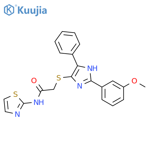 2-{2-(3-methoxyphenyl)-5-phenyl-1H-imidazol-4-ylsulfanyl}-N-(1,3-thiazol-2-yl)acetamide structure
