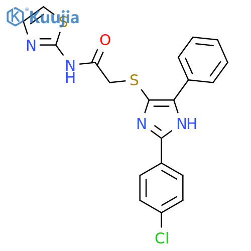 2-{2-(4-chlorophenyl)-5-phenyl-1H-imidazol-4-ylsulfanyl}-N-(1,3-thiazol-2-yl)acetamide structure