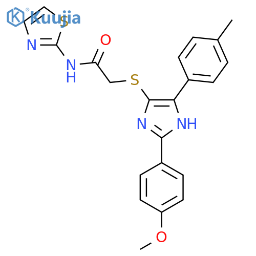 2-{2-(4-methoxyphenyl)-5-(4-methylphenyl)-1H-imidazol-4-ylsulfanyl}-N-(1,3-thiazol-2-yl)acetamide structure