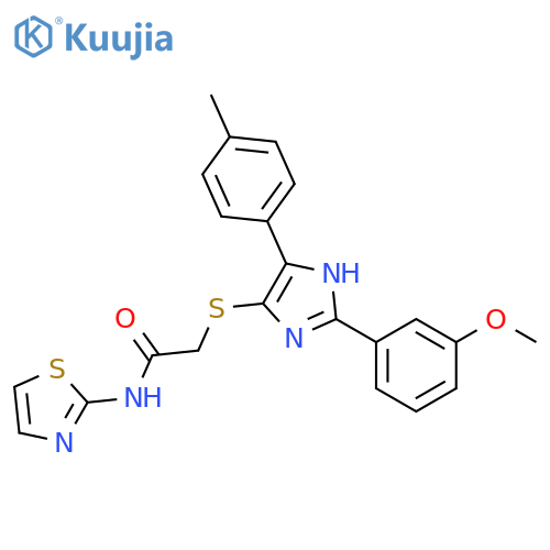 2-{2-(3-methoxyphenyl)-5-(4-methylphenyl)-1H-imidazol-4-ylsulfanyl}-N-(1,3-thiazol-2-yl)acetamide structure