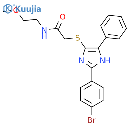 2-{2-(4-bromophenyl)-5-phenyl-1H-imidazol-4-ylsulfanyl}-N-(2-methoxyethyl)acetamide structure