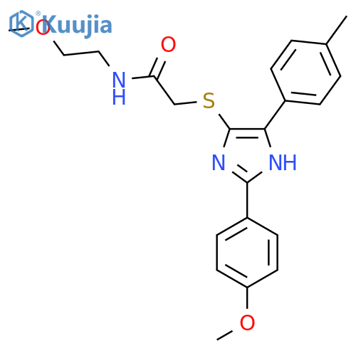 N-(2-methoxyethyl)-2-{2-(4-methoxyphenyl)-5-(4-methylphenyl)-1H-imidazol-4-ylsulfanyl}acetamide structure