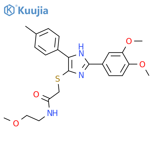 2-{2-(3,4-dimethoxyphenyl)-5-(4-methylphenyl)-1H-imidazol-4-ylsulfanyl}-N-(2-methoxyethyl)acetamide structure