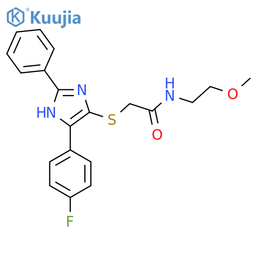 2-{5-(4-fluorophenyl)-2-phenyl-1H-imidazol-4-ylsulfanyl}-N-(2-methoxyethyl)acetamide structure