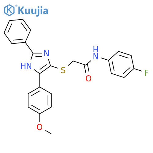 N-(4-fluorophenyl)-2-{5-(4-methoxyphenyl)-2-phenyl-1H-imidazol-4-ylsulfanyl}acetamide structure