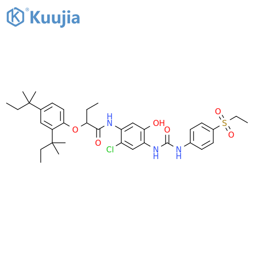 Butanamide, 2-[2,4-bis(1,1-dimethylpropyl)phenoxy]-N-[2-chloro-4-[[[[4-(ethylsulfonyl)phenyl]amino]carbonyl]amino]-5-hydroxyphenyl]- structure